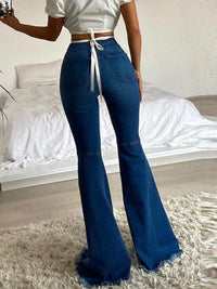 2023 Sexy Spring and Summer Women's Jeans, Butt-lifting, Ripped, Raw Edge Flared Pants,