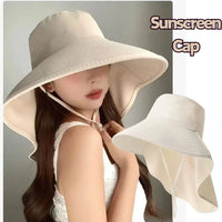 Sun Hat For Women With Neck Flap UPF 50+ UV Protective Hiking Beach Shawl Sunscreen Cap Wide Brim Ponytail Travel Fisherman Hat