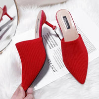 Shoes for Women 2025 Spring/Summer New High-heeled Slippers Women's Fashion Baotou Thin Heels Pointed Lazy Half Drag Sandals