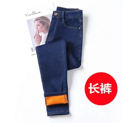 Winter Warm Jeans Woman 2022 High Waist Casual Velvet Ladies Trousers Female Pantalon Denim jeans for Women Pants clothe 40