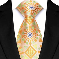 8cm Width Yellow Color Neck Ties For Men Paisley Dots Necktie Handmade Business Formal Tie Suit Accessories Tuxedo Cravat