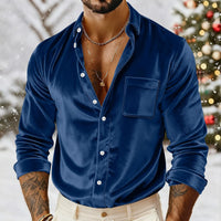 Men's Luxury Velvet Button-Down Shirt | Loose-Fit Casual Dress Shirt For Party & Daily Wear Autumn/Winter Men's Velvet Shirts