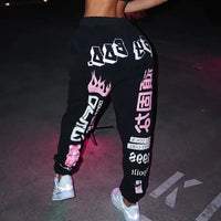 Summer New Printed Fashion Elastic Waist Sports Casual Harlan Pants for Women