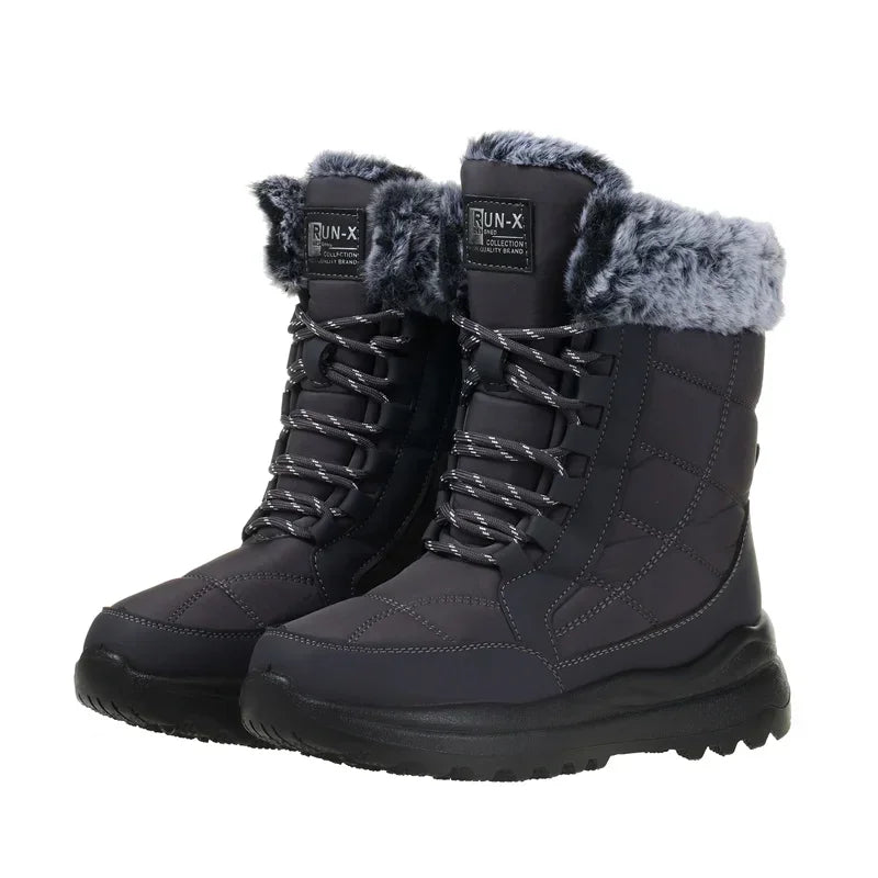 Winter Women's Boots Non-slip Plush Warm Snow Boots for Women Lace Up Platform Ankle Boots Comfortable Flat Shoes Cotton Shoes