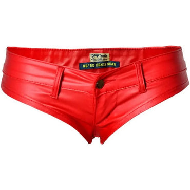 Women's Low Rise Stretch PU Faux Leather Shorts Bikini Hot Pants