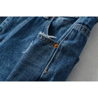 Women's Destroyed Jeans 2025 Spring Summer High Waist Loose Leg Floor-Length Distressed Denim Vintage Daily Staple