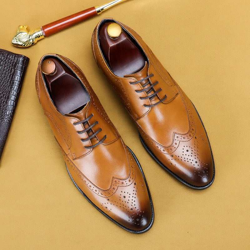 Desai 2022 New Men Dress Handmade Shoes Genuine Leather Male Oxford Italian Classic Vintage Lace-up Men&#39;s Brogue Shoes Oxford