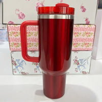 Stainless Steel Vacuum Insulated Car Cup with Dual Straw Lid, Thermal Icy Travel Handle 40oz New