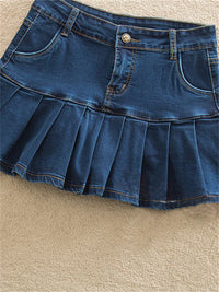 Denim Skirt With Ruffles 6XL 7XL Harajuku Y2K Jeans Skater Woman High Waist Bottom Female Casual Pleated Micro Mini Short Jurken