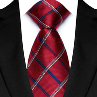 New Design Plaid & Checks 8cm Tie Red Blue Jacqurd Weave Neckties For Men Business Wedding Cravat Accessories Neck Ties Gifts