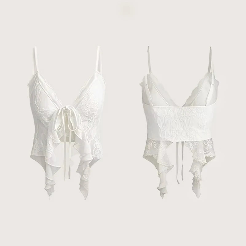 Summer Y2k Clothes Sexy Crop Tops Women's Corset Lace Bandage T-shirt Camisole Woman Sling Tank Top Fashion Sleeveless Waistcoat