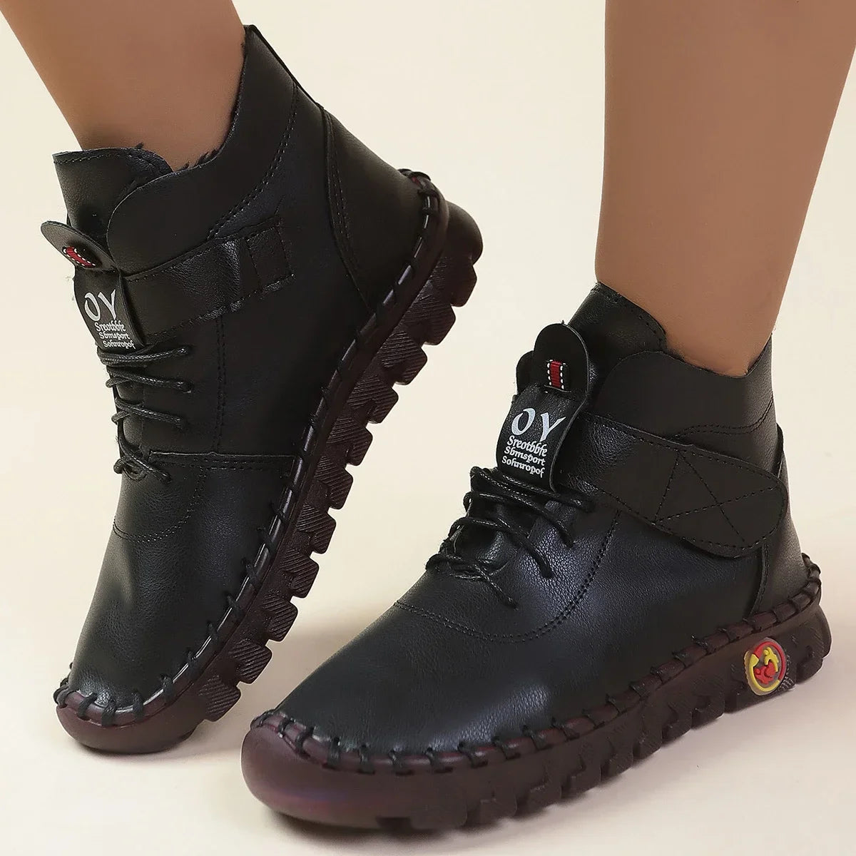 2024 New Fur Thick Boots Women Short Leather Boots Women's Furry Orthopedic Shoes Women Winter Waterproof Snow Boots Botas Mujer