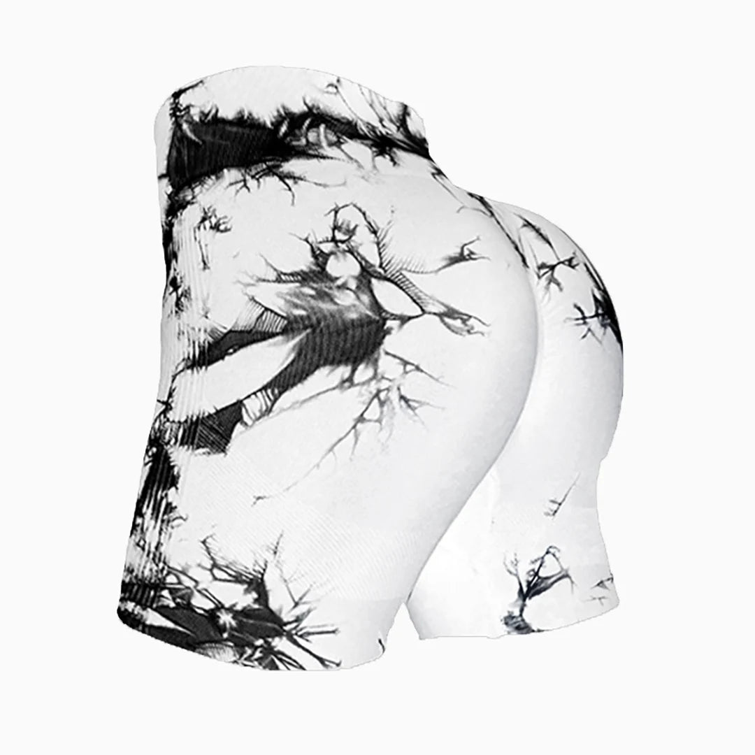 Tie Dye Yoga Shorts Marble Gym Shorts Women Push Up Sports Shorts Women Fitness Tights Breathable High Waist Booty Shorts