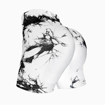 Tie Dye Yoga Shorts Marble Gym Shorts Women Push Up Sports Shorts Women Fitness Tights Breathable High Waist Booty Shorts