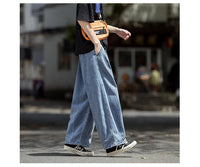 Men's Jeans Hip Hop Streetwear Skateboard Neutral Denim Trousers Men Jeans Wide Leg Denim Cargo Jean Pants Loose Straight Baggy