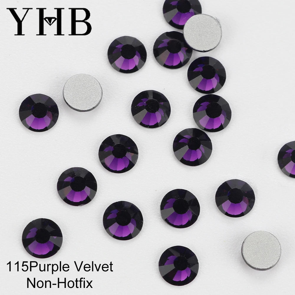 YHB 101-133Cold Fixation Crystal Cristales Flatback Silver Back Non Hotfix Rhinestones For Bags Shoes Garment Phone DIY Nail Art