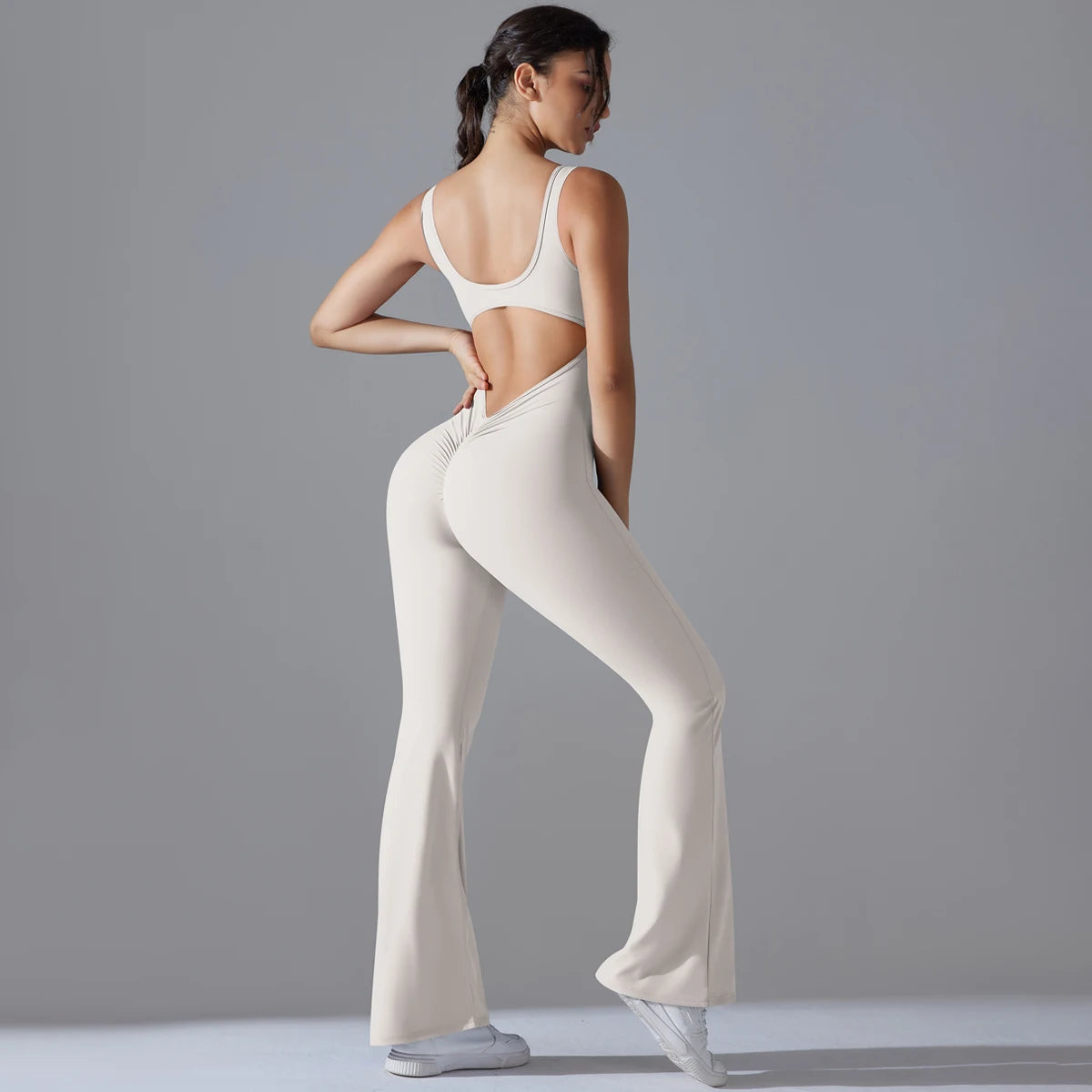 Sexy Back V Jumpsuit Gym Set Women Training Yoga Suit Sportswear Women Sports Jumpsuit Fitness Rompers Stretch Workout Bodysuits