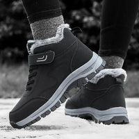 Winter Hiking Boots for Men Waterproof PU Leather Warm Snow Ankle Boots Outdoor Warm plush Non-slip Work High-top Casual Shoes