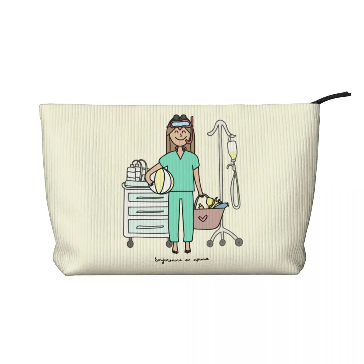 Custom Cartoon Doctor Nurse Enfermera En Apuros Toiletry Bag Women Cosmetic Makeup Organizer Lady Beauty Storage Dopp Kit Box