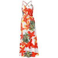 European and American spring and summer dresses Bohemian floral halter dress