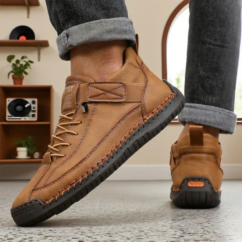Boots Mid Top for Men British Style Retro Anti Slip Workwear Shoes Handmade Leather Loafers Casual Soft Soled Women Nude Boots