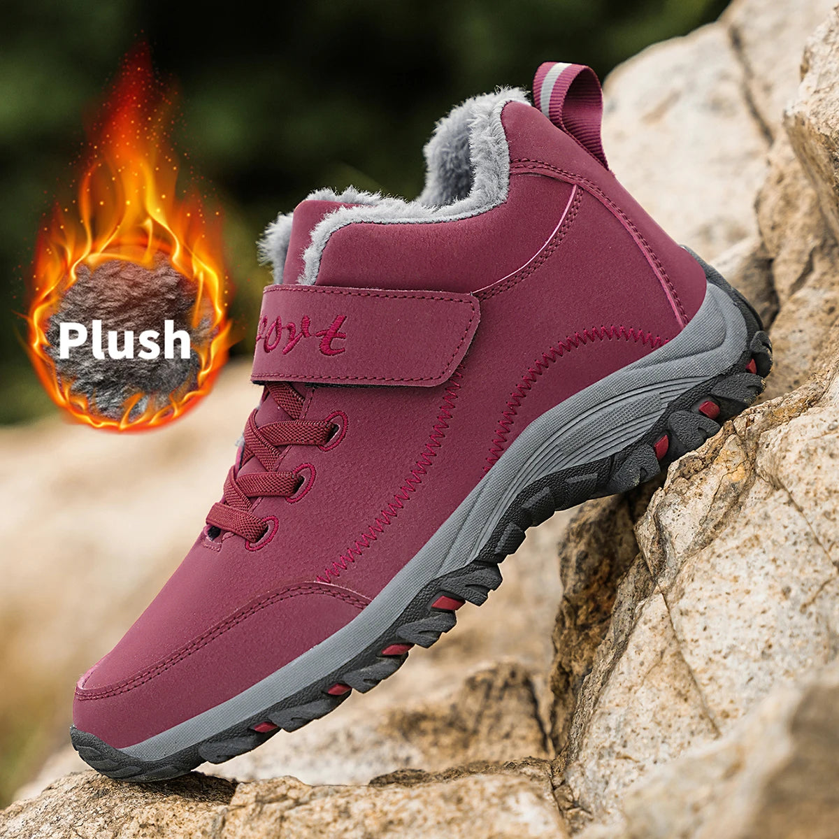 Women's winter velvet warm and thick mother's shoes snow boots sports and leisure middle-aged and elderly walking shoes anti sli