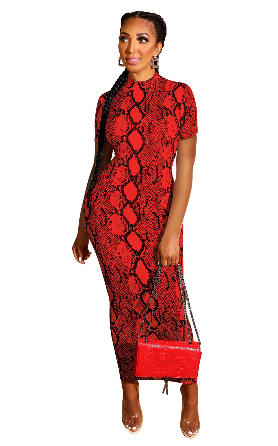 Echoine Sexy Snake Print Bodycon Long Dress Long Sleeve Zipper Women Autumn Evening Party Night Dress Vintage Vestidos Outfits