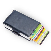 Rfid Blocking Protection Men id Credit Card Holder Wallet Leather Metal Aluminum Business Bank Card Case CreditCard Cardholder