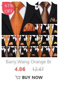 Barry.Wang Gold Silk Mens Tie Hanky Cufflinks Set Yellow Beige Orange Luxury Jacquard Necktie For Male Wedding Business Party