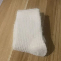 Wool Socks for Women Autumn Winter Medium Tube Socks Thickened With Wool Warm Rabbit Hair Socks Winter Black Cashmere Stockings
