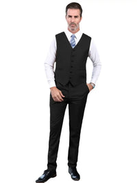 Men's Suits 3pcs Mens Business Suit Notch Lapel Blazer Formal Wedding Groom Pants Tux Vest Tuxedos (Blazer+vest+Pants)