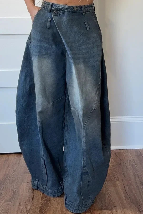 Mom Jeans Wide Leg Pants Women Vintage Denim Loose Trousers Stretch Mid Waist Washed Distressed Floor Length 2025 Streetwear