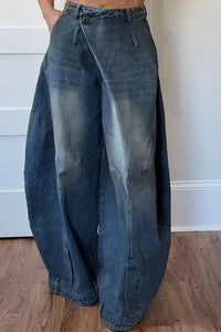 Mom Jeans Wide Leg Pants Women Vintage Denim Loose Trousers Stretch Mid Waist Washed Distressed Floor Length 2025 Streetwear