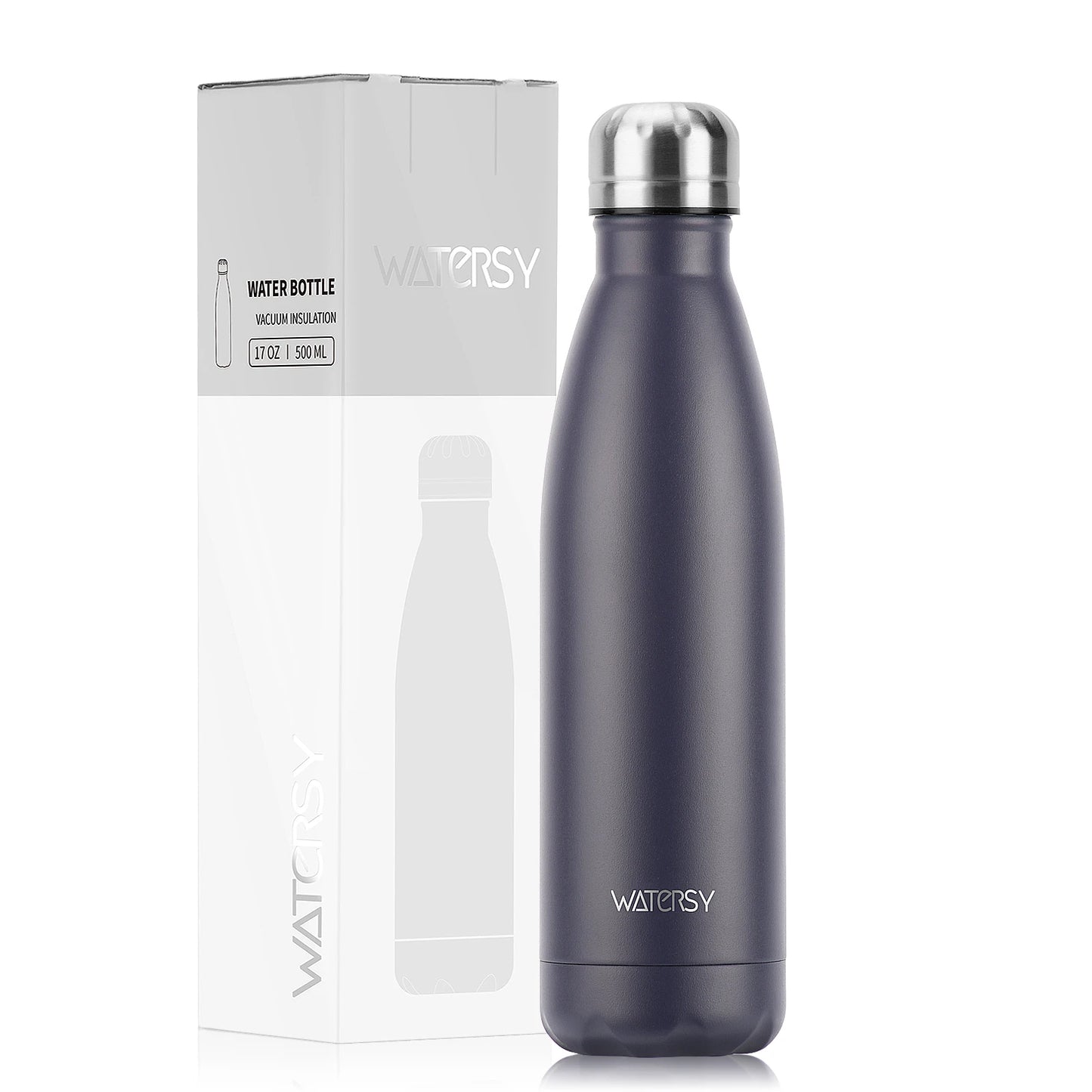 WATERSY 500ml Insulated Water Bottle, Stainless Steel Thermal Leakproof Flask, BPA-Free Double Walled Vacuum Bottle for Sports