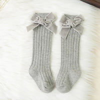 Autumn Winter Baby Girls Bowknot Knee High Socks Toddler Tube Princess Sock For Kids Knitted Socken Cute Leg Warmer 0-8Years