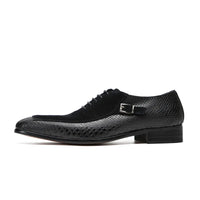Luxury Men Oxford Shoes Lace up Toe Black Formal Men Shoes Dress Shoes Suede Patchwork Crocodile prints Leather Shoes Men