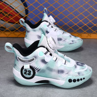 Children Sports Shoes Mesh Rotating Buckle Fashion Sports Shoes Breathable Anti Slip Wear-Resistant Basketball Boots for Kids