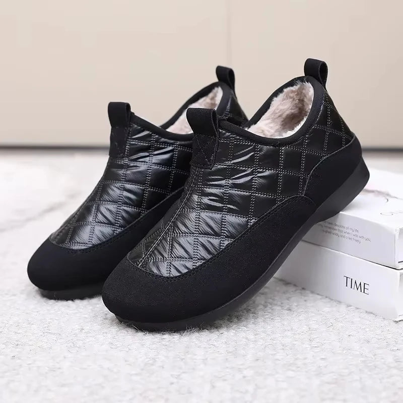 Dress Shoes Warm Shoes For Winter Womens Women's Black Slip-On Winter Shoes With Plush Lining Dress Shoes Warm Shoes For Winter Womens Women's Black Slip-On Winter Shoes With Plush Lining