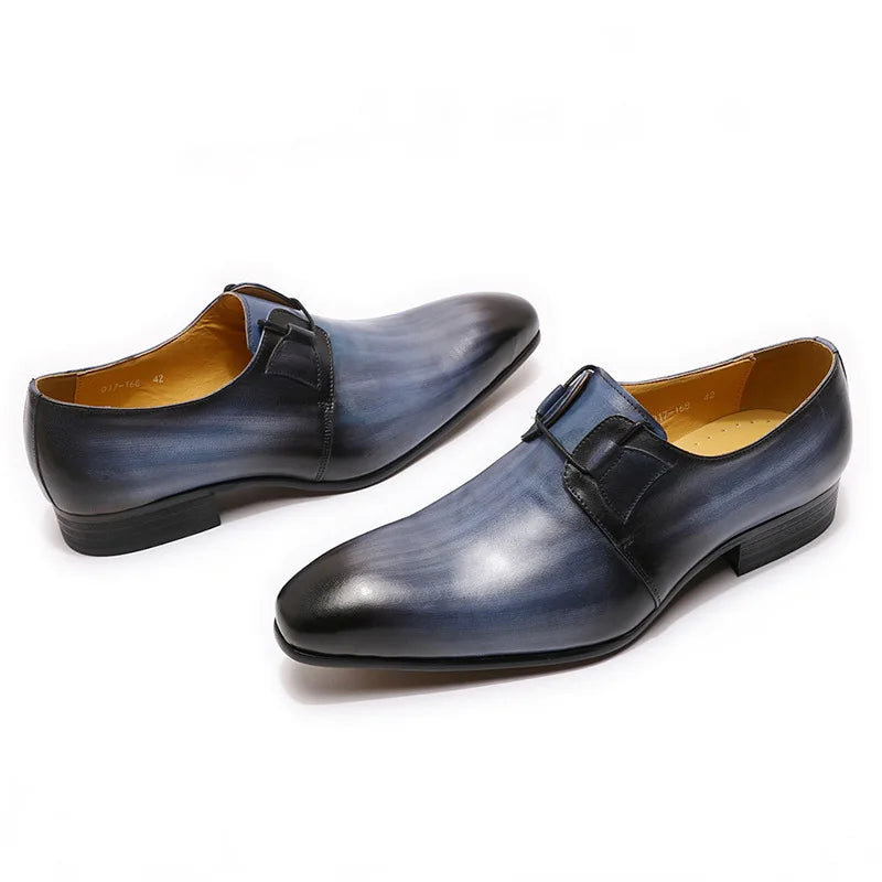 Business Casual Men's Shoes Size 38-47 Gradient Color Calfskin Leather Low Top Breathable Wear-Resistant Fashionable Shoes