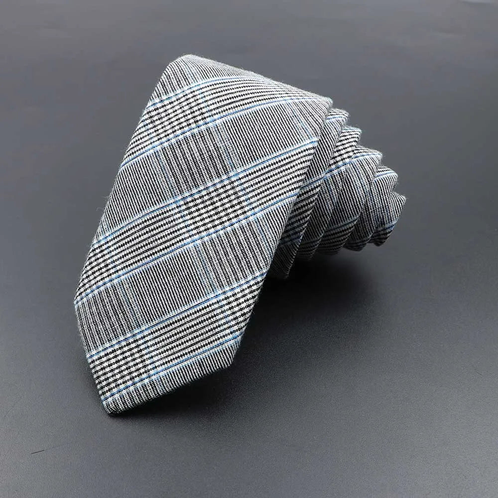 High Quality Plaid Striped Cotton Handmade Tie Men Necktie Narrow Collar Slim Casual Ties Business Party Suit Accessories Gift