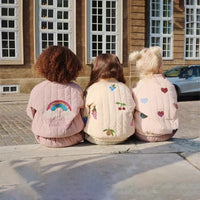 Children's coats for autumn and winter ks new collection Girls' embroidered sequined thickened wool jacket flight suit coat