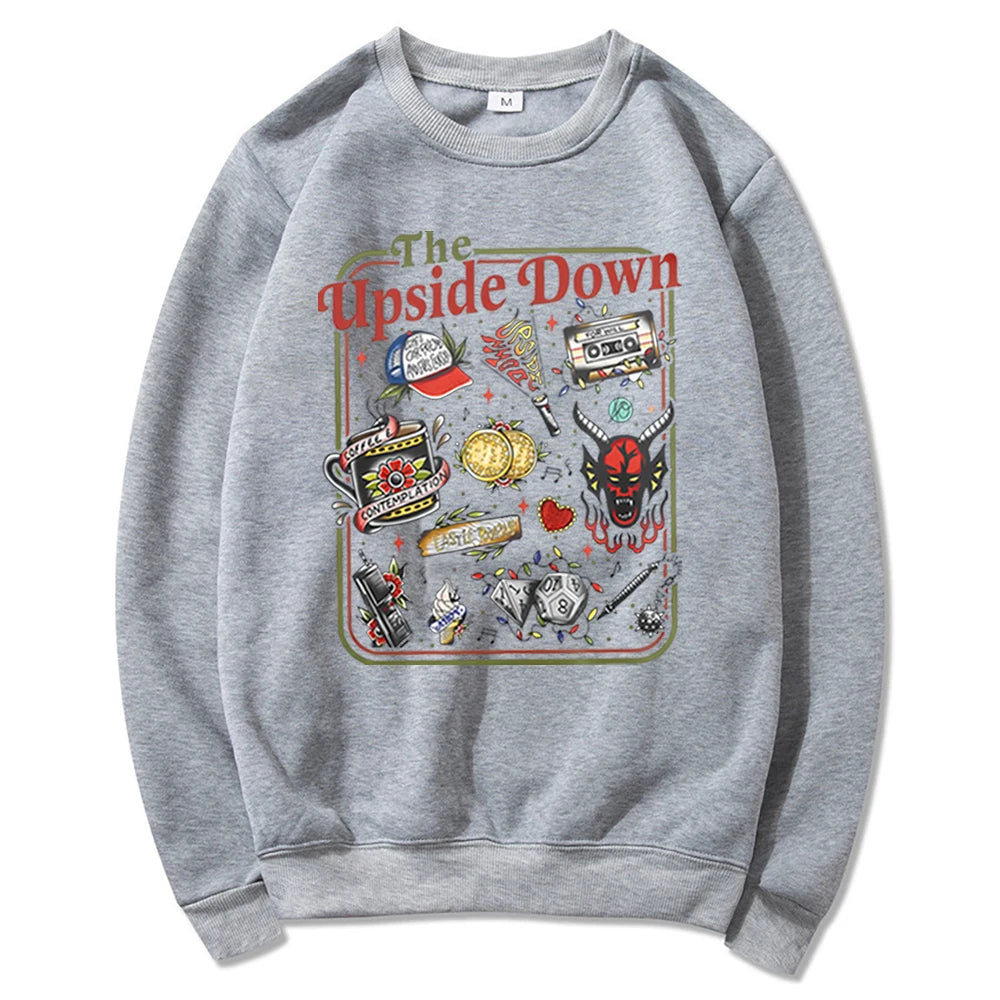 The Upside Down Sweatshirt Funny Hawkins Clipart Graphic Shirts Stranger ST5 Inspired Demogorgon Tops Trendy Gothic Sweatshirts