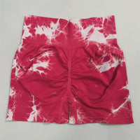 Women Gym Tie Dye Scrunch Shorts Fitness Seamless Nylon High Waist Sports Leggings Stretch Yoga Pants Workout Running Tights