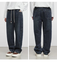 Fashion Men's Straight Jeans 2025 Autumn New Elastic Waist Retro Distressed Washed Jeans Men's Straight Casual Pants