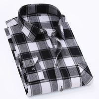 S-11XL Plaid Flannel Shirts For Men's Long Sleeve Cotton Fashion Design Young Casual Standard-Fit Thick Man Shirt Blouse Clothes