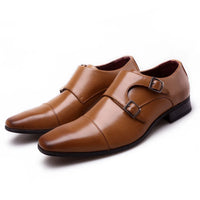 Leather Men Dress Shoes Loafers 2022 New Double Strap Buckles Designer Casual Leather Shoes for Men Business Formal Wedding Shoe