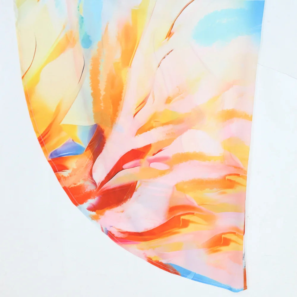 CM.YAYA Beach Holiday Print Women's Set Strapless High Low Blouse Top and Pants Suit 2025 Street Summer Two 2 Piece Sets Outfit