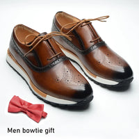 Men's Sneaker Shoes Genuine Cow Leather Oxford Brogue Luxury Designer 2-eyelet Lace-up Autumn Winter Daily Casual Shoes for Men