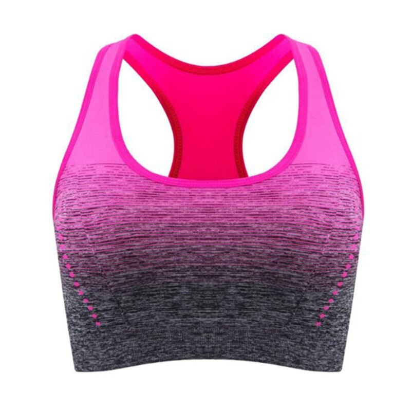 Women Running Sport Brassiere Tops Push Up Bras Gradient Sports Bra Quick Dry Padded Shockproof Gym Fitness