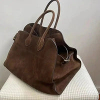Ladies' Top-handle Bag High-end Feel Niche Design Large Capacity Vintage Commute Handbag For Autumn/winter Season